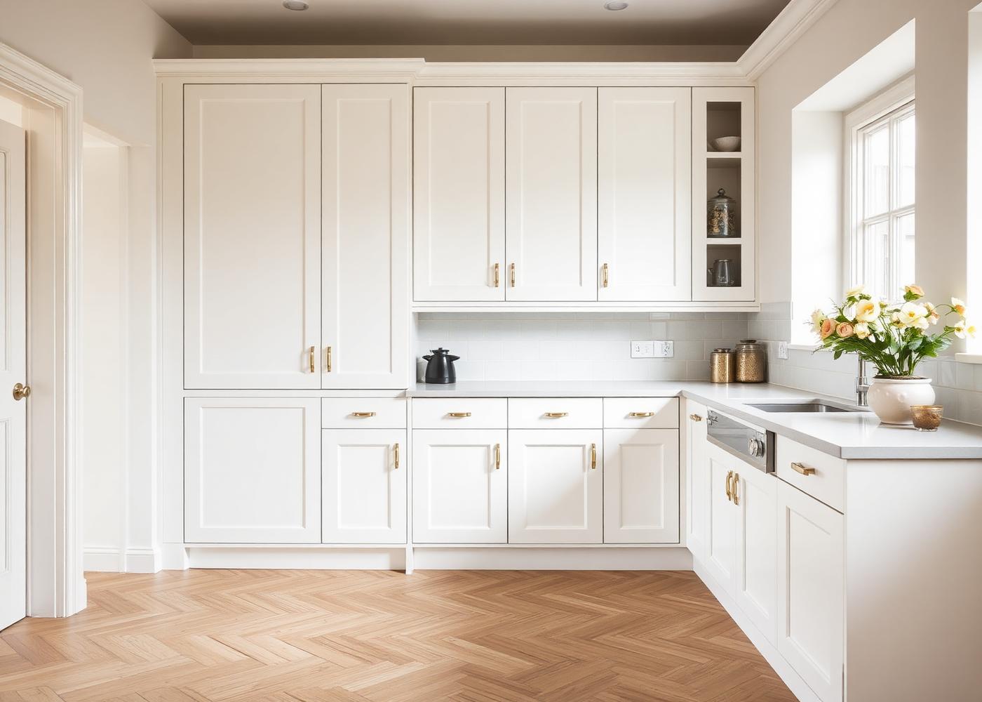Bespoke shaker kitchen with brass handles